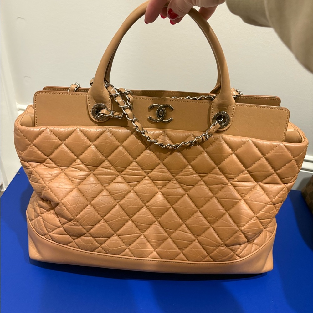 Chanel Tan Quilted Leather Tote Bag